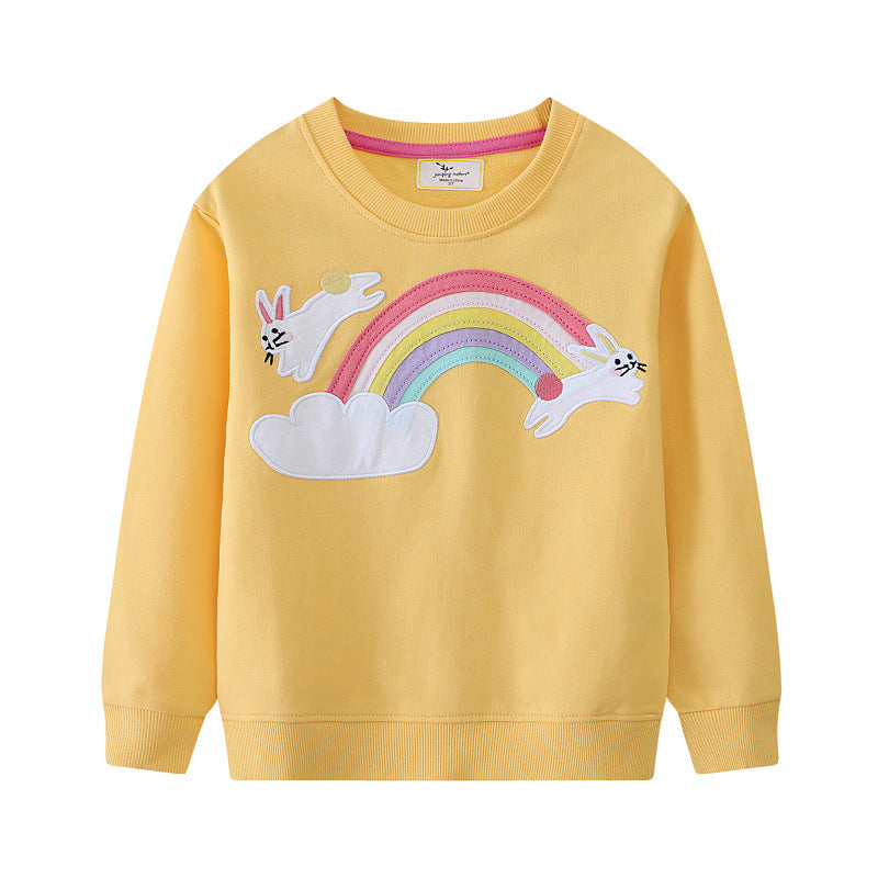 Girls sweatshirt with colorful rainbow and bunny design Mune Fashion