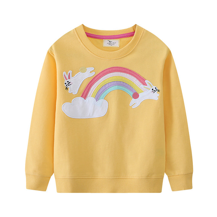 Girls sweatshirt with colorful rainbow and bunny design Mune Fashion