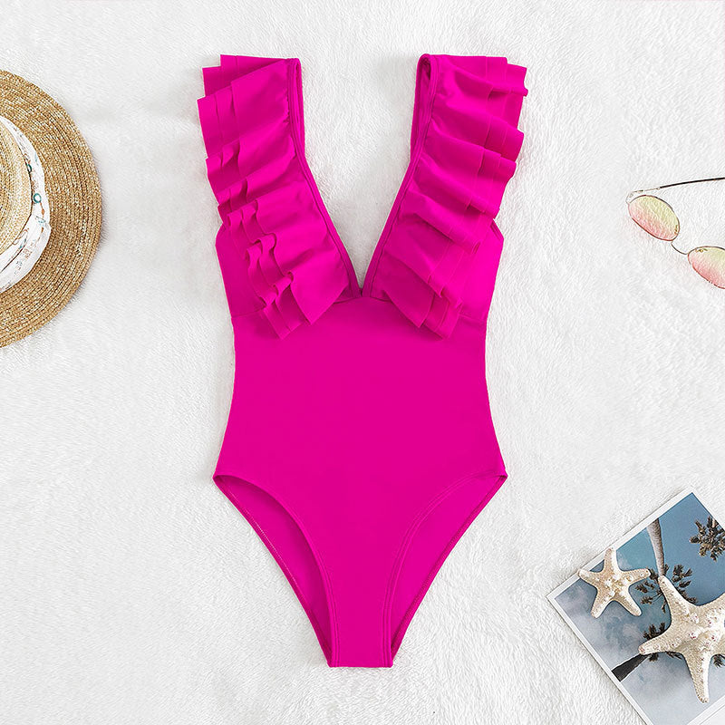Women Elegant one-piece swimsuit with ruffle details Mune Fashion