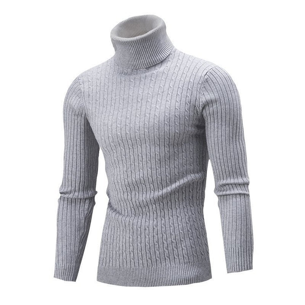 Men's Tailored Thermal Roll Neck Sweater with Cable and Rib Knit Structure Mune Fashion