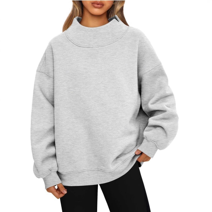 Women's oversized sweatshirt with high stand-up collar and dropped shoulder Mune Fashion