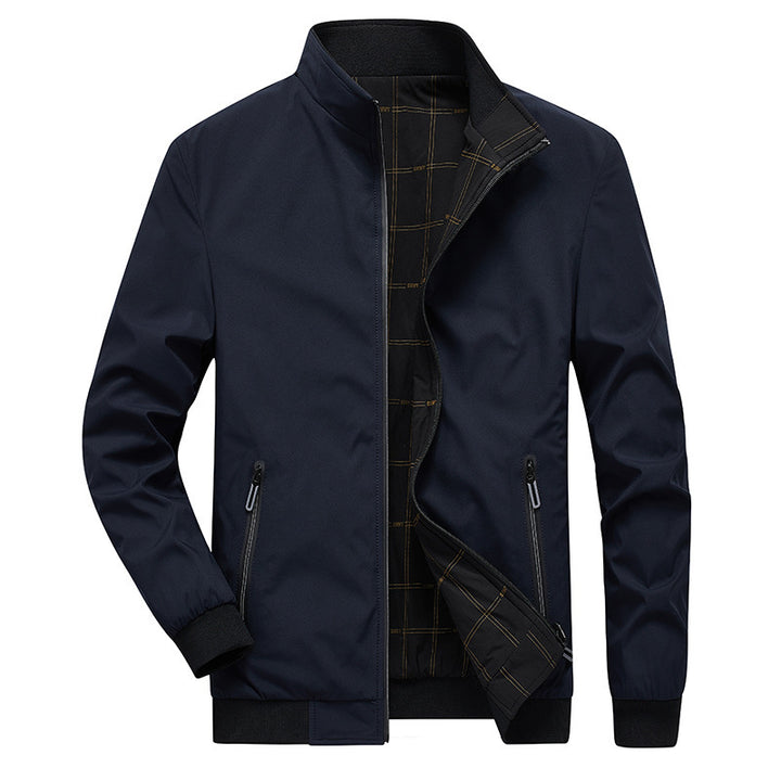 Men's transitional jacket with stand-up collar, water-repellent outer layer and checked lining Mune Fashion