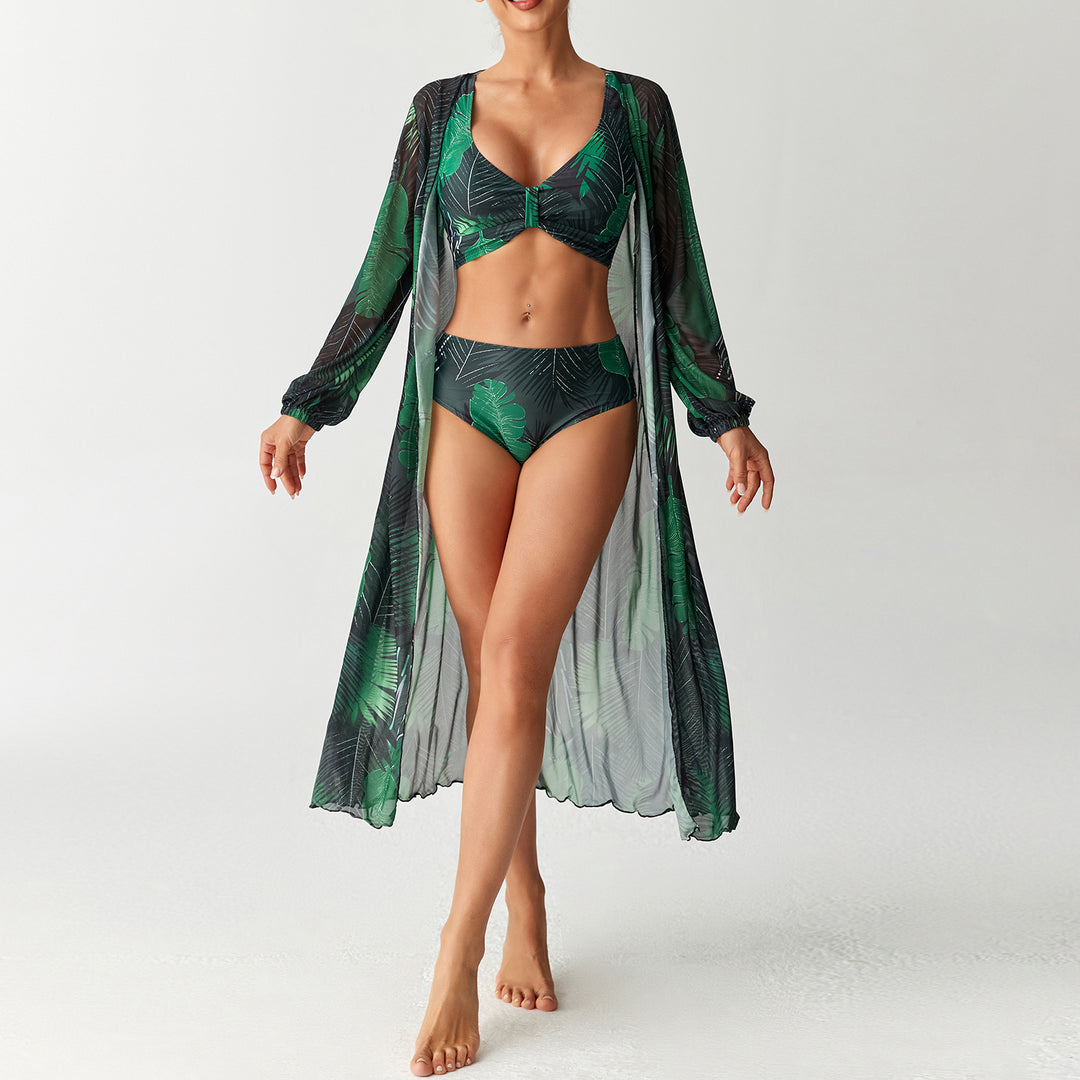 Women's Transparent Beach Dress with Floral Pattern Mune Fashion