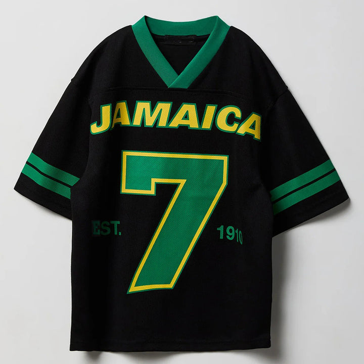 Unisex nan Oversize Sports Jersey in Retro Look with V-neck and Mesh Structure Mune Fashion