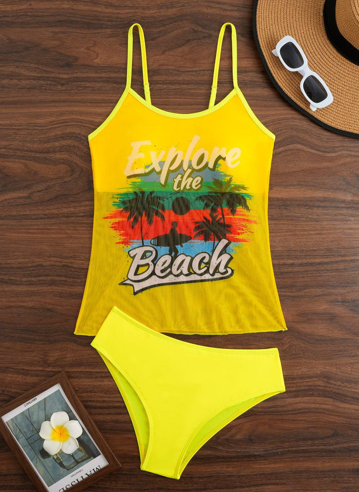 Women's Sporty Tankini Set with Trendy Print Mune Fashion
