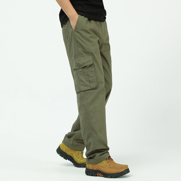 Men's Loose Cargo Leisure Pants with Drop Crotch, Elastic Waistband & Multi-Pockets Mune Fashion