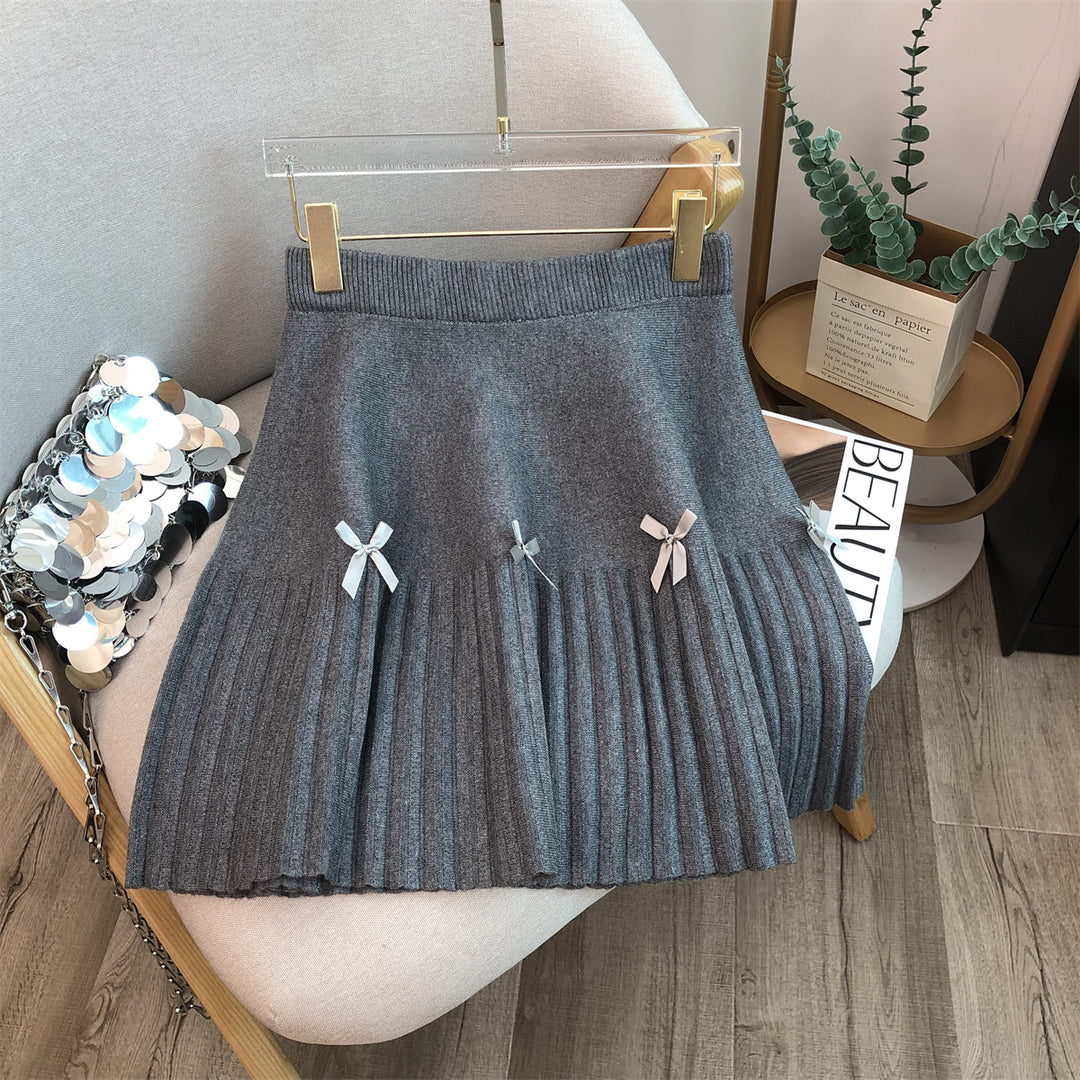 Women's Pleated Skirt with Decorative Bows Mune Fashion