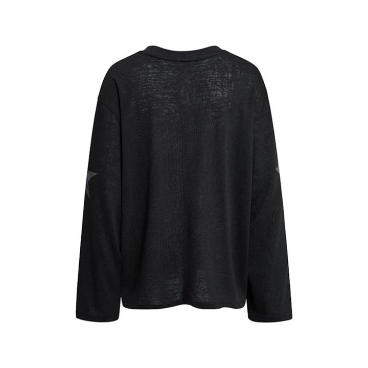 Women's oversized long sleeve made of cotton jersey with glitter star print and round neckline Mune Fashion