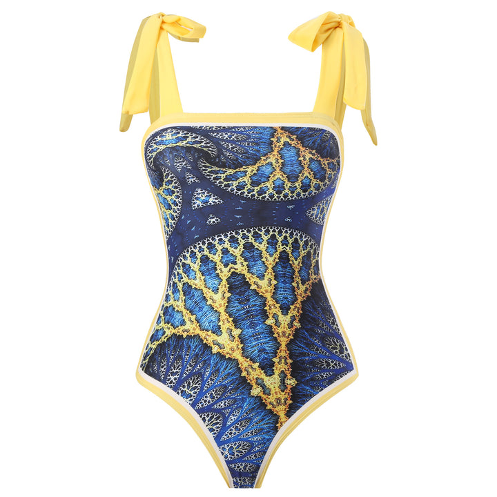 Damen Wickelrock mit elegantem Aquarell-Muster und Bindegürtel Echo Archiv