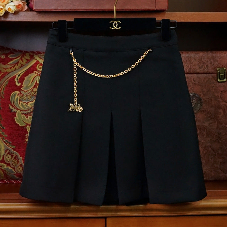 Women Elegant Midi Skirt with Unique Chain Detail Mune Fashion