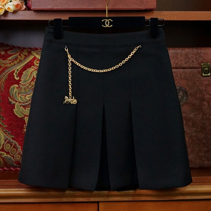 Women Elegant Midi Skirt with Unique Chain Detail Mune Fashion