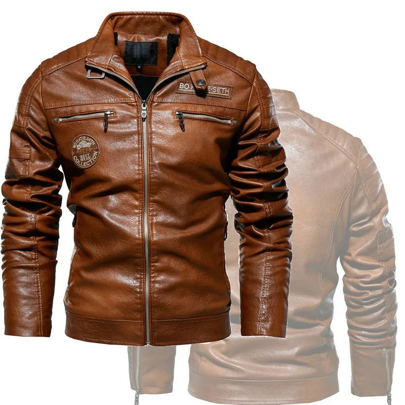 Men's Fashionable Biker Jacket made of Leather Mune Fashion