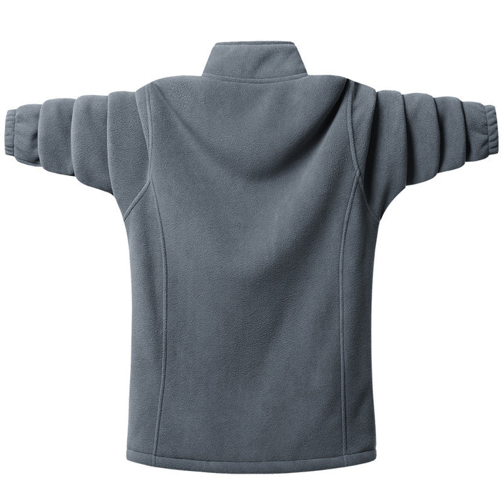 Men's classic fleece jacket with full-length zipper, stand-up collar, and concealed pockets Mune Fashion