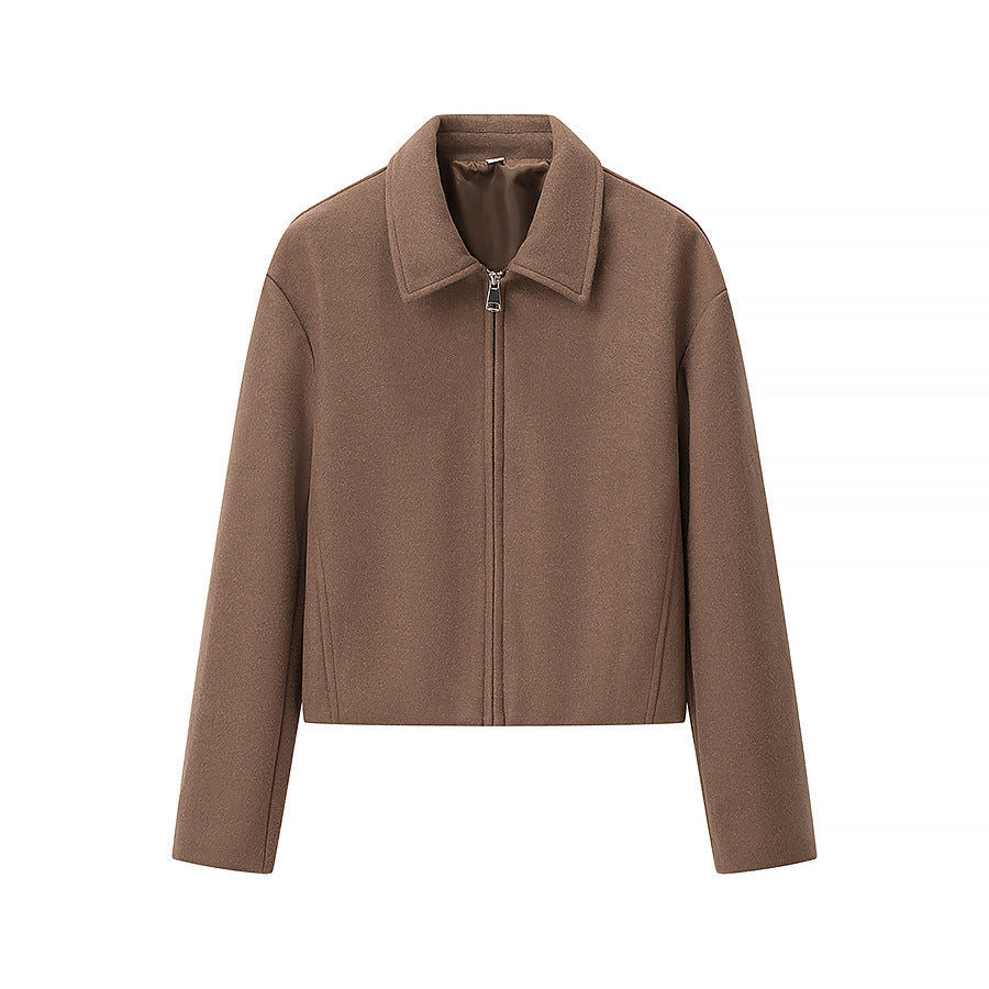 Women's short jacket made of wool blend with zipper and boxy oversized silhouette Mune Fashion