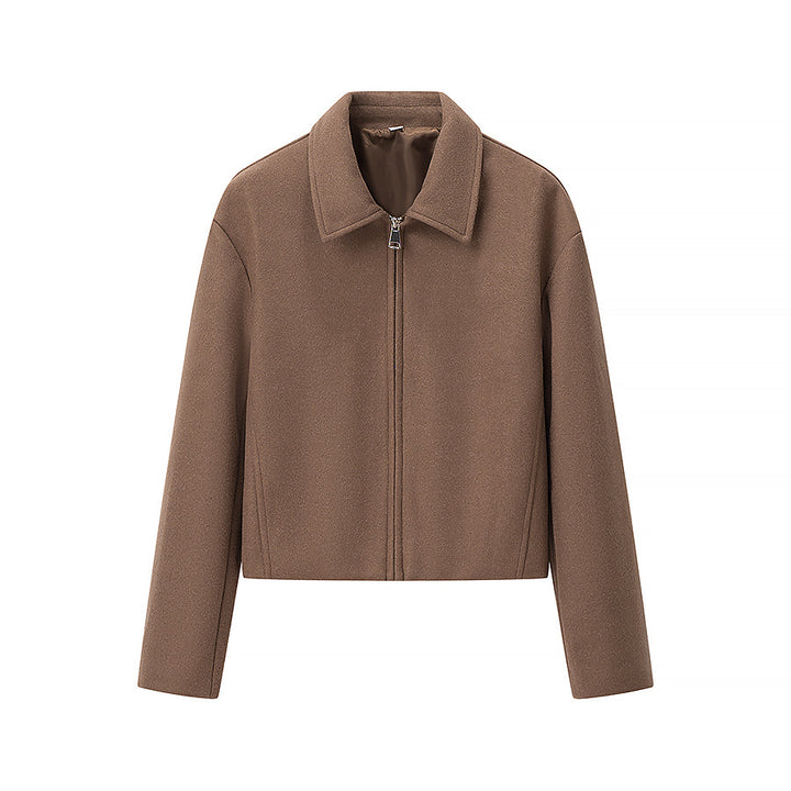Women's short jacket made of wool blend with zipper and boxy oversized silhouette Mune Fashion