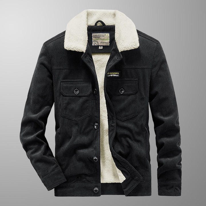 Men's cord trucker jacket with snap button placket and chest pockets Mune Fashion
