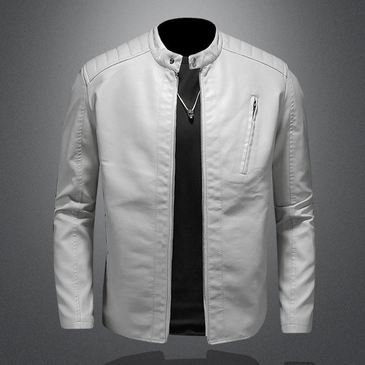 Men's Casual Faux Leather Jacket with Quilted Details Mune Fashion