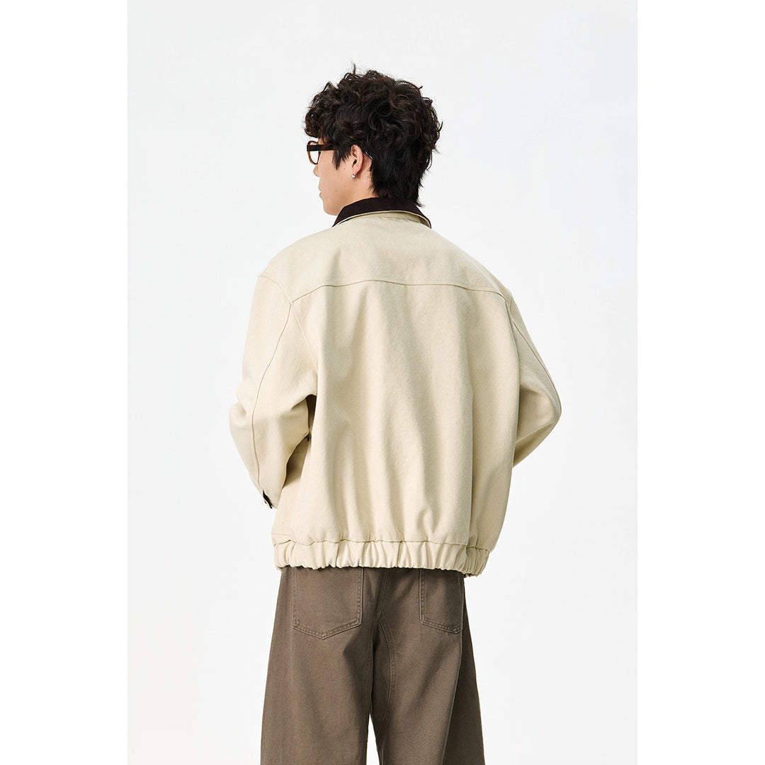 Unisex Short Cut Canvas Field Jacket with Cord Collar and Four Patch Pockets Mune Fashion