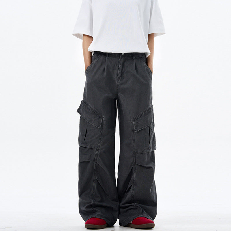 Men's wide technical multi-pocket cargo pants in palazzo cut Mune Fashion
