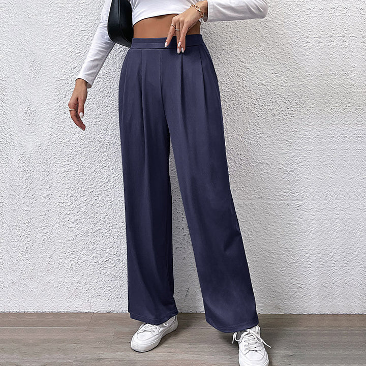 Ladies Wide High-Waist Trousers with Pleats and Palazzo Silhouette Mune Fashion
