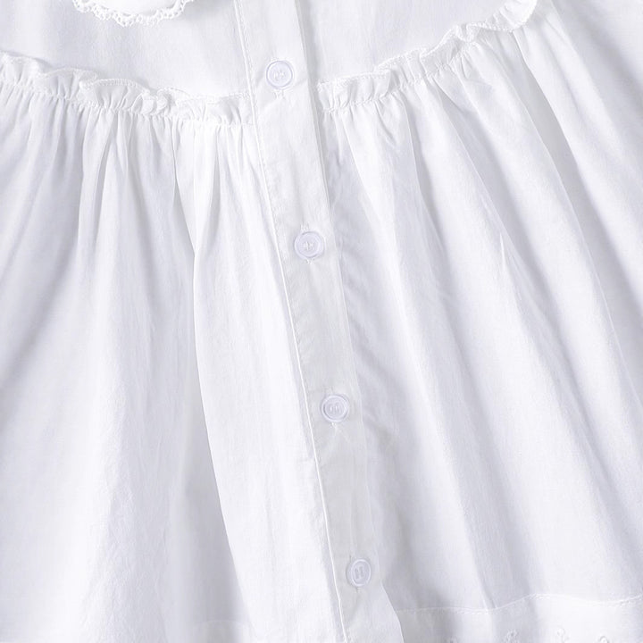 Girl's blouse with elegant ruffled sleeves and classic collar Mune Fashion