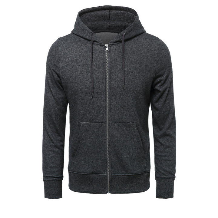 Men's narrow-cut zip hoodie with metal zipper, double-layer hood and kangaroo pocket Mune Fashion