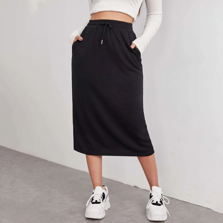Women's Heathered Jersey Drawstring-Waist Midi Pencil Skirt Mune Fashion