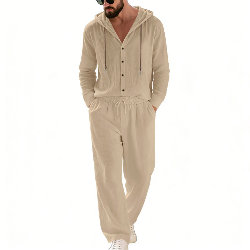 Men's nan legeres hoodie lounge set with button placket, drawstring trousers and side pockets Mune Fashion