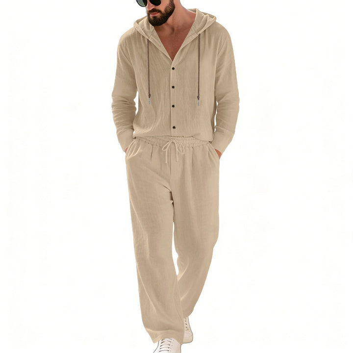 Men's nan legeres hoodie lounge set with button placket, drawstring trousers and side pockets Mune Fashion
