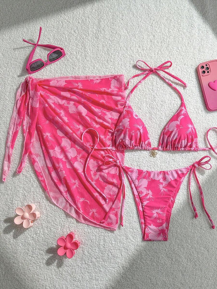 Women Triangle Bikini Set with adjustable straps and wrap Mune Fashion