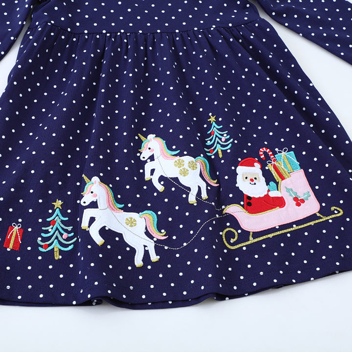 Girls long-sleeve dress with festive unicorn motif Mune Fashion