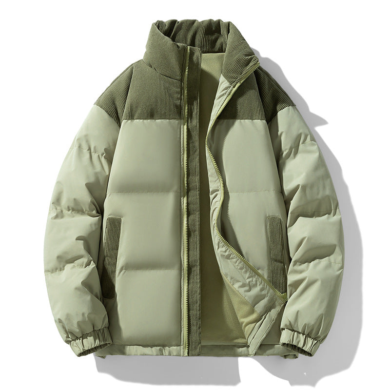 Men's quilted winter jacket with cord trim, high stand-up collar, and warm insulation Mune Fashion