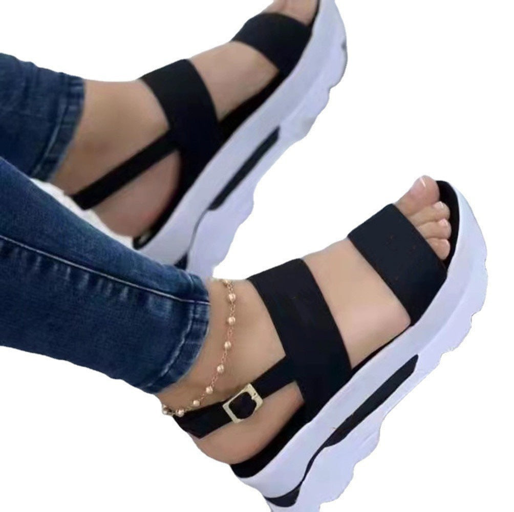 Women's sporty platform sandal with double strap adjustable heel closure and padded comfort footbed Mune Fashion
