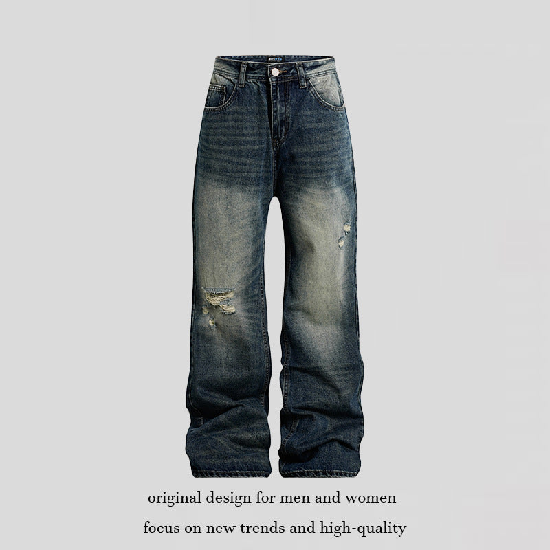 Women's Loose Highwaist Distressed Denim Jeans in Palazzo Cut Mune Fashion
