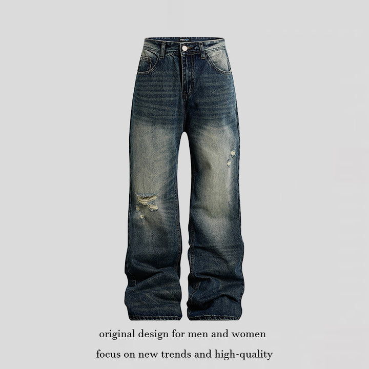 Women's Loose Highwaist Distressed Denim Jeans in Palazzo Cut Mune Fashion