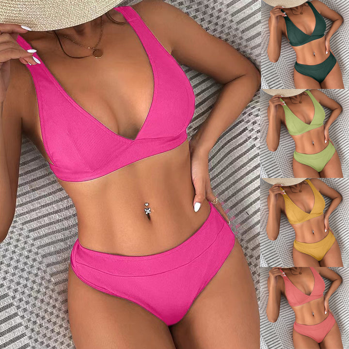 Women's Triangle Bikini Set with High Waist and Flattering Wrap Design Mune Fashion