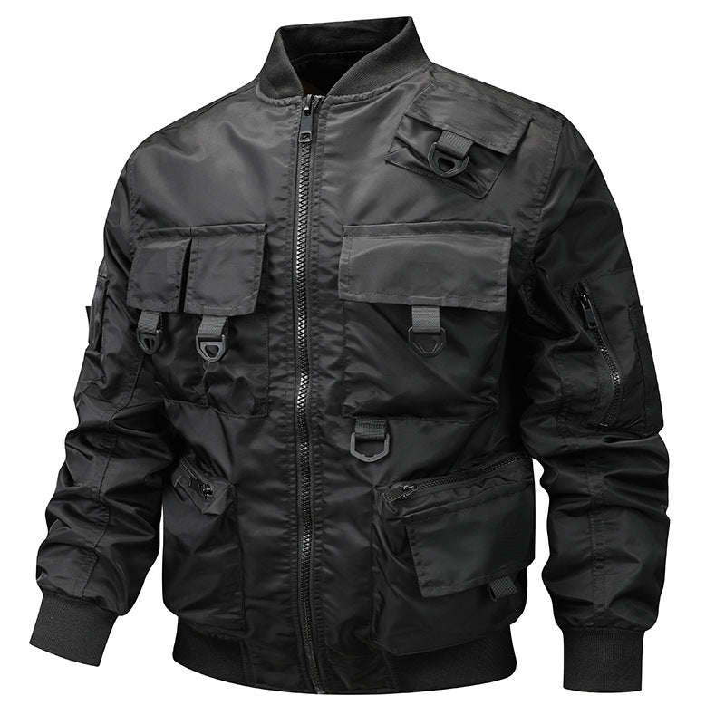 Men's urban-military bomber jacket with modular multi-purpose pockets and D-ring details Mune Fashion