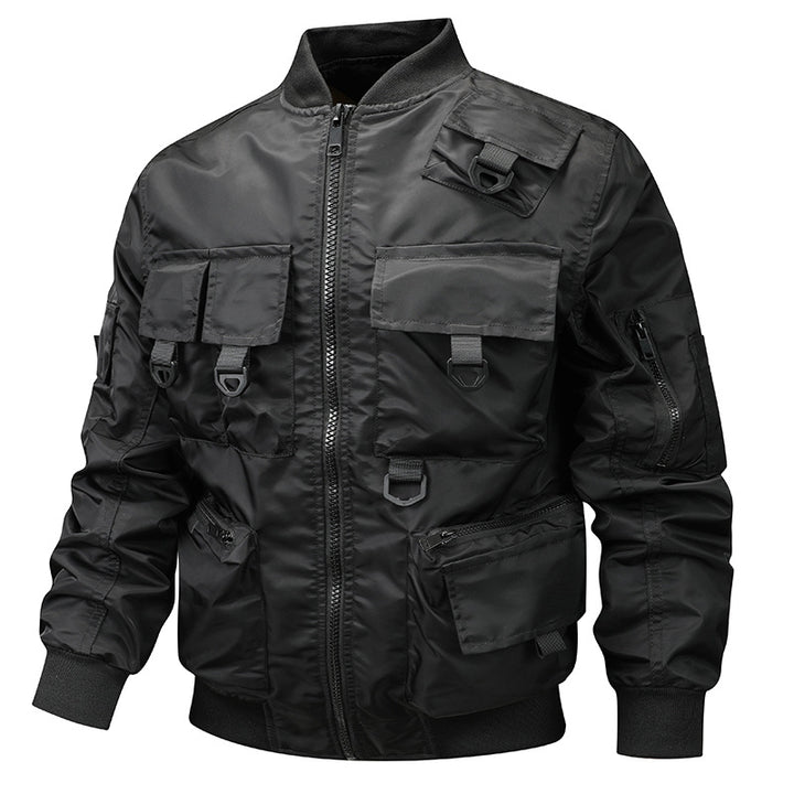 Men's urban-military bomber jacket with modular multi-purpose pockets and D-ring details Mune Fashion