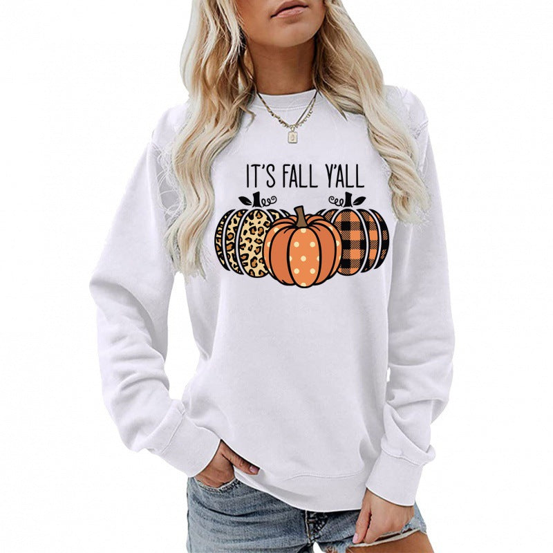 Women's casual autumn sweatshirt with pumpkin motif and round neck Mune Fashion