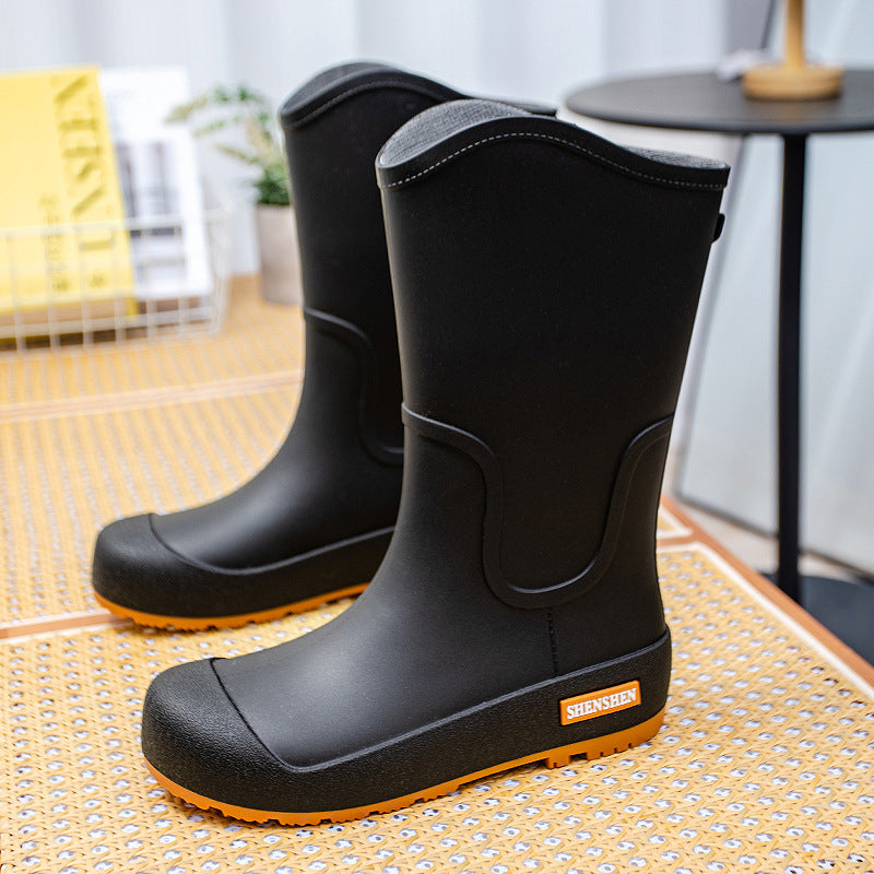 Women mid-height waterproof rubber boots with non-slip tread sole Mune Fashion
