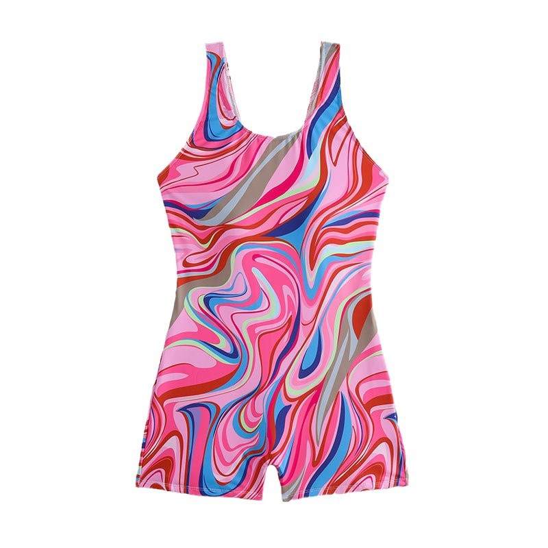 Women's Sporty One-Piece with Colorful Wave Pattern Mune Fashion