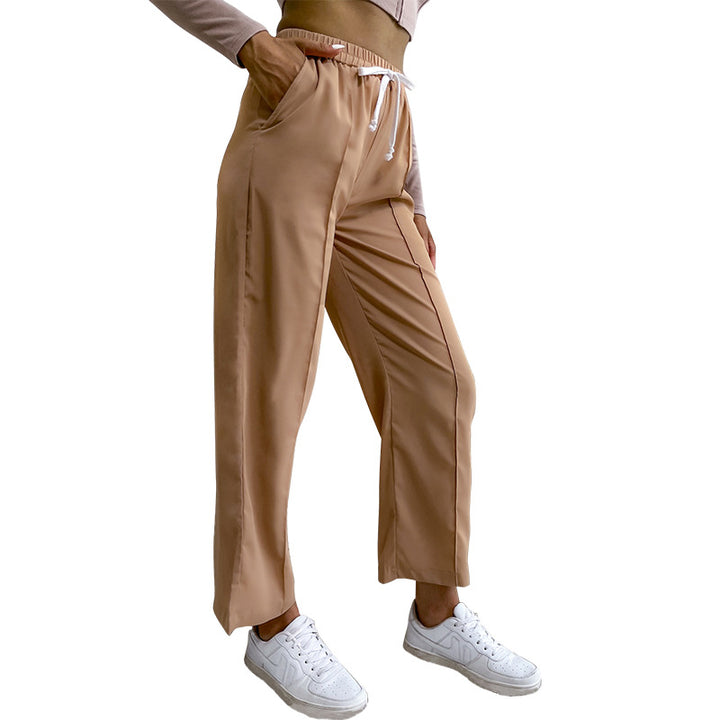 Women's relaxed pants with elastic waistband, drawstring and crease Mune Fashion