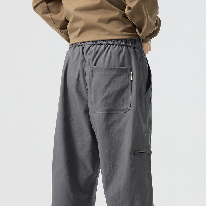 Men's Loose Fit Work Pants in Cargo Look with Drawstring Waist and Flat Knee Pockets Mune Fashion