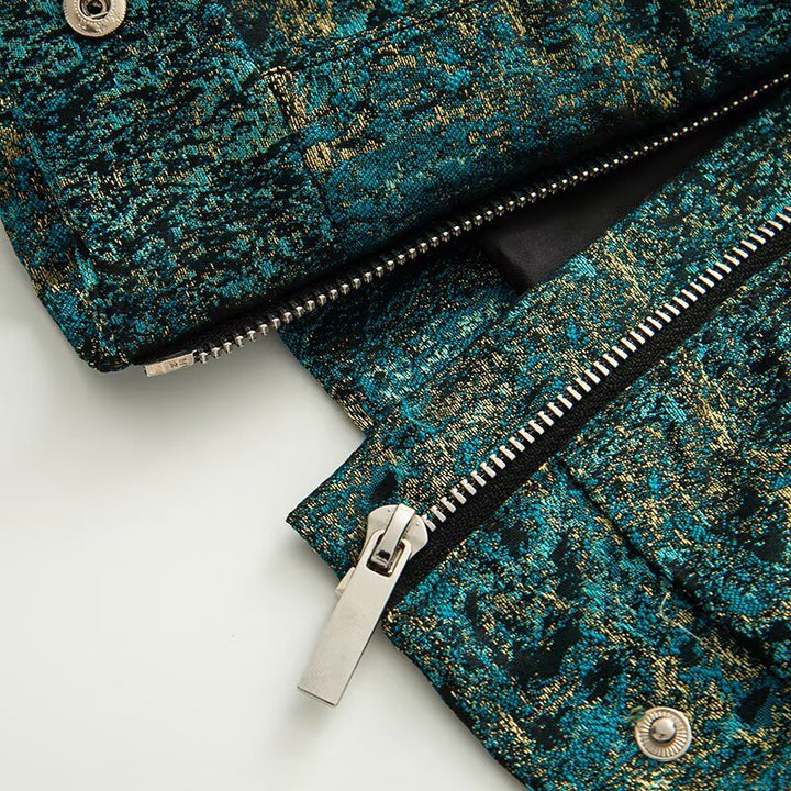 Ladies short jacket in oversized boxy cut with structured metallic look Mune Fashion