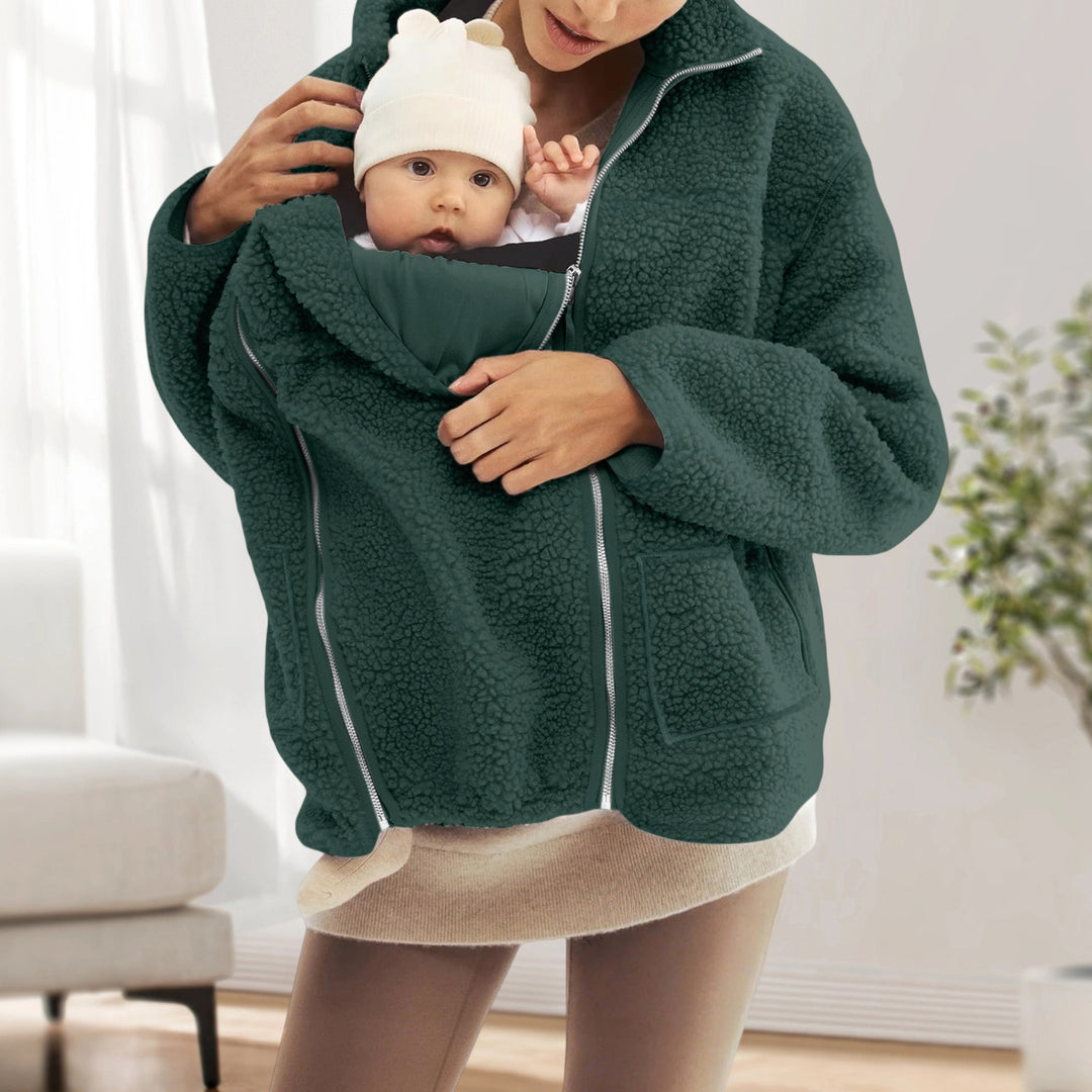 Women's oversized teddy fleece jacket with stand-up collar and full-length zipper Mune Fashion