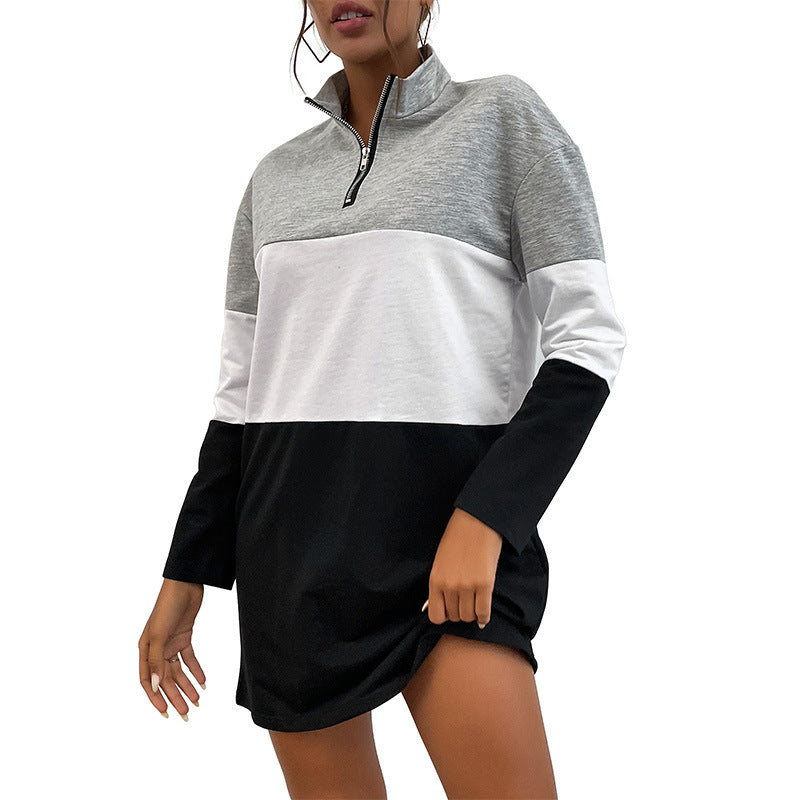 Women's Sporty Sweat Dress with Zipper Mune Fashion