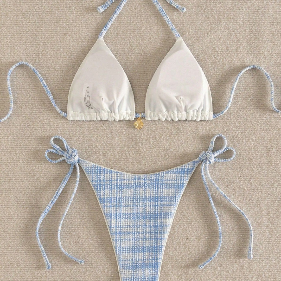 Ladies triangle bikini with refined tie bands Mune Fashion
