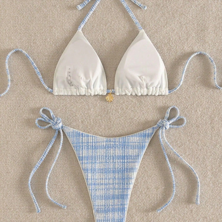 Ladies triangle bikini with refined tie bands Mune Fashion