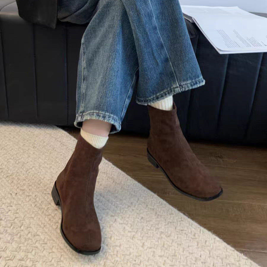 Women Stylish Suede Ankle Boots Mune Fashion