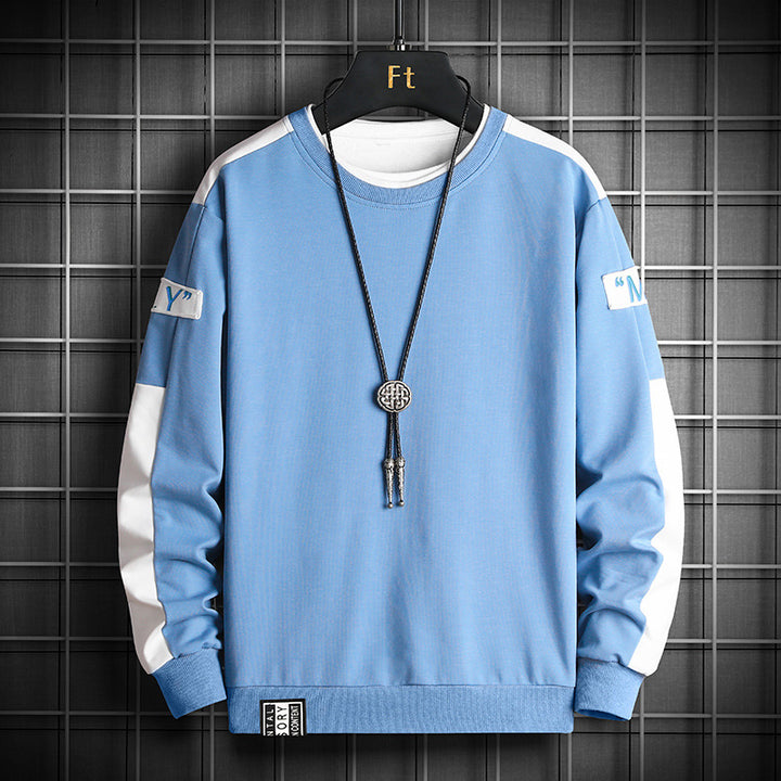 Men's Loose Sweatshirt in Urban Layer Look with Shoulder Panels and Ribbed Hem Mune Fashion